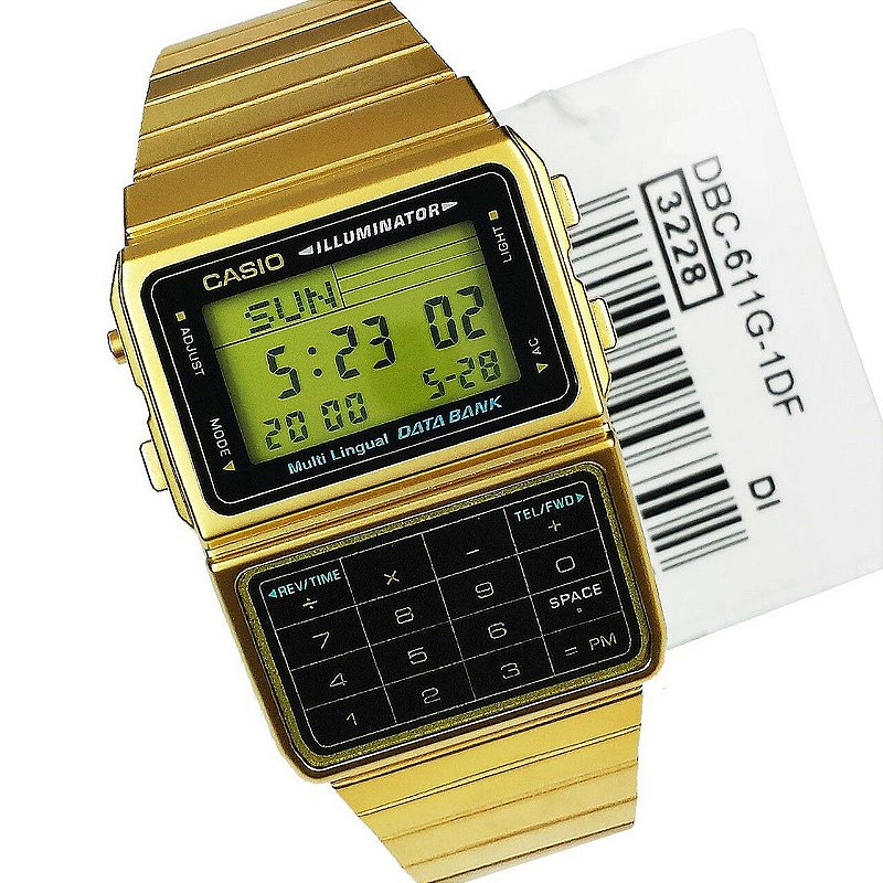 Relógio Casio Data Bank Calculadora Retro DBC-611G-1