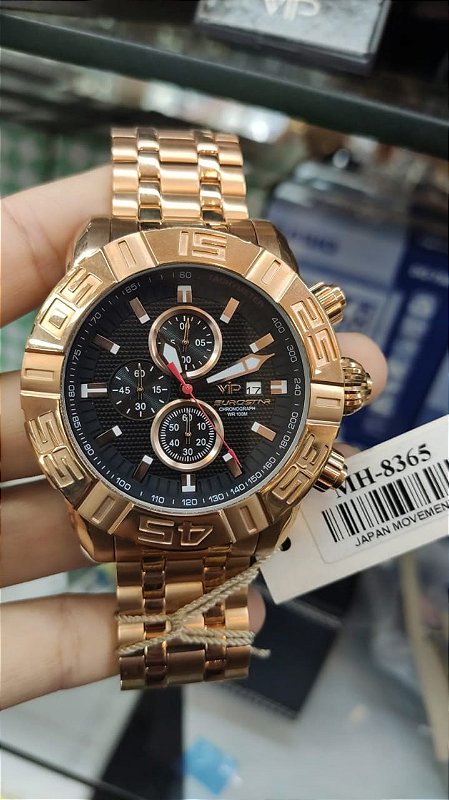 Relógio Masculino Vip Mh8365 Cronógrafo Rosê - Altarelojoria