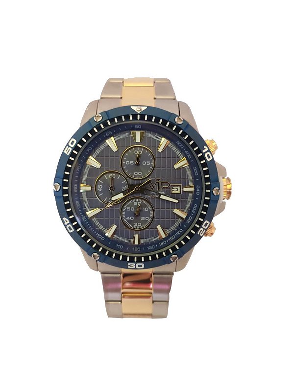 ヒトリエ Relógio Masculino Vip Mh8326 - 3 Azul Crhono - Altarelojoria