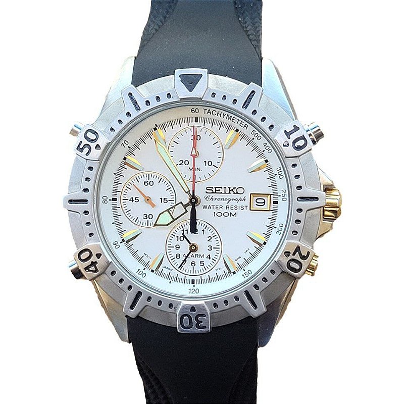 イブノミコト Ultra Raro Antigo Relógio Seiko 7t32-6m20 Chrono Alarme