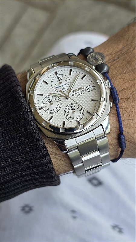 Seiko Chronograph Vintage Aço Original Raro Mostrador Texturizado