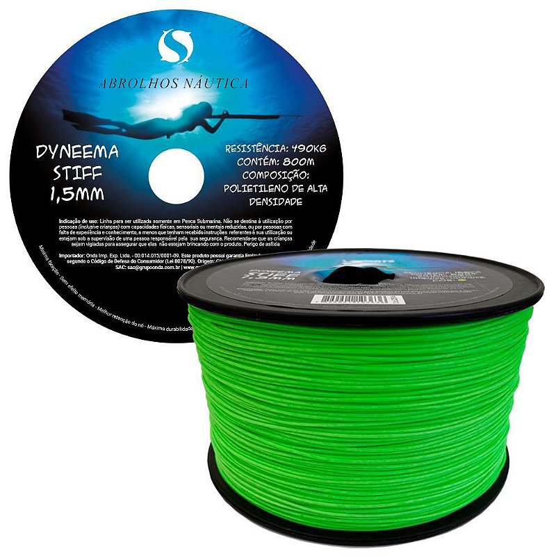 Linha Dyneema Stiff 100% onda sports 1,5mm Verde 10 Metros