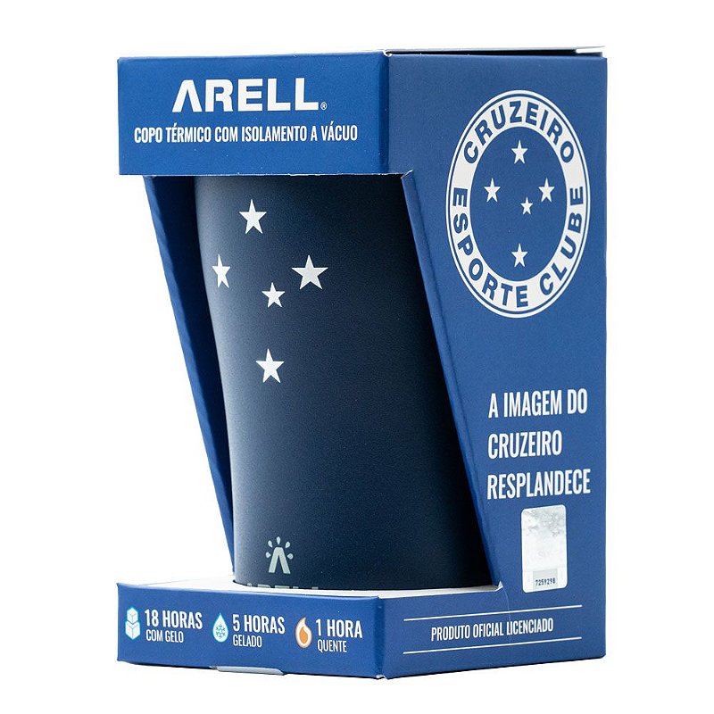 Copo Térmico Arell Inox Para Cerveja Bebidas Cruzeiro 500 Ml
