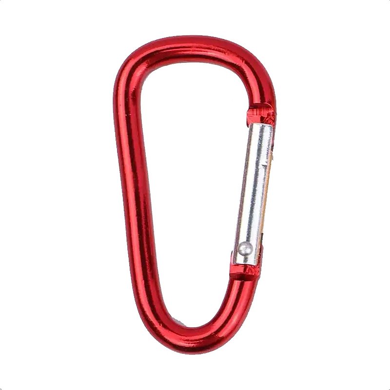 Mosquetão de Aluminio Para Camping Chaveiro Vermelho 80mm