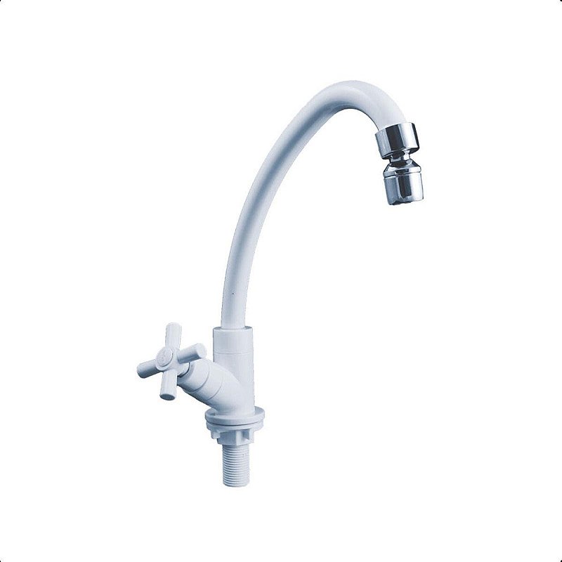 Torneira Para Parede Cozinha Lavatorio Casa Abs Branca Luxo