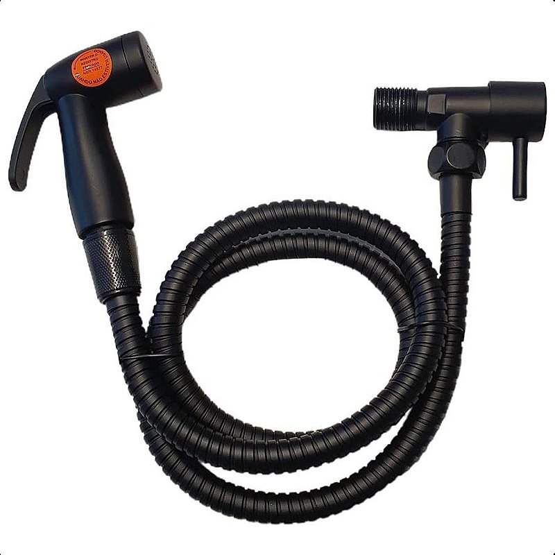 Kit Ducha Higienica Preto Fosco Para Chuveiro Com Suporte