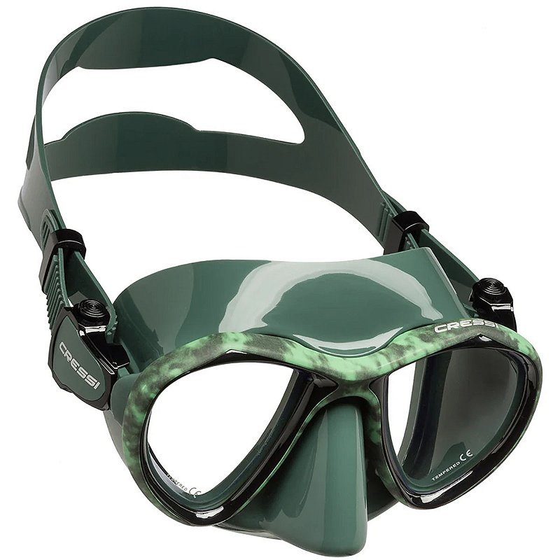 Máscara Cressi Metis Hunter Camuflada Verde Mergulho Pesca