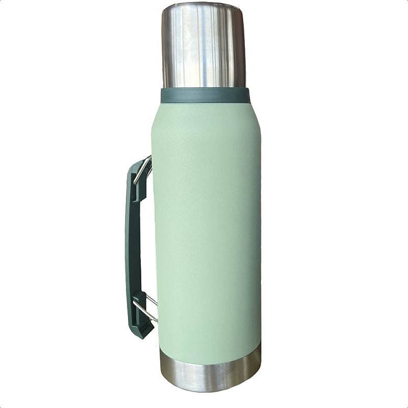 Garrafa Térmica Viagem Camping Inox Cozinha 1L Verde Militar