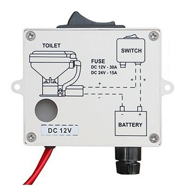 Botão Para Vaso Sanitário Elétrico Náutico Tmc Lancha Barco