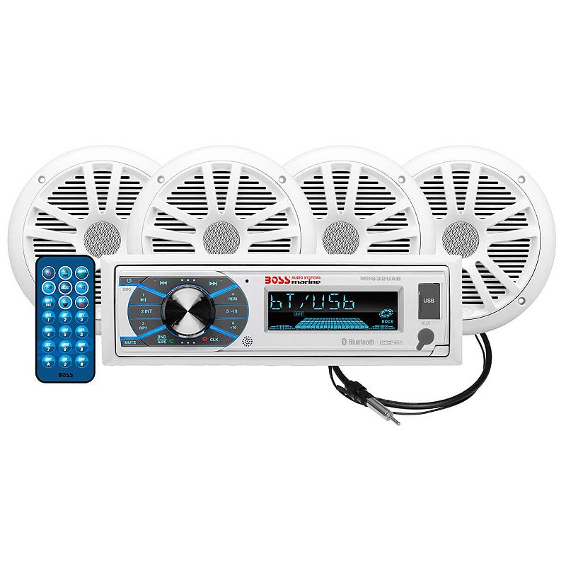 Kit Som Bluetooth Boss Marinizado Náutico Automotivo Usb Mp3