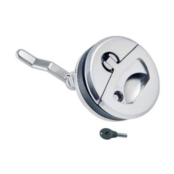 Puxador Redondo Em Aço Inox 180 Graus Com Chave Para Tampas