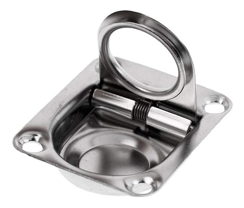 Puxador Retangular Em Aço Inox Com Mola De Pressão Lancha