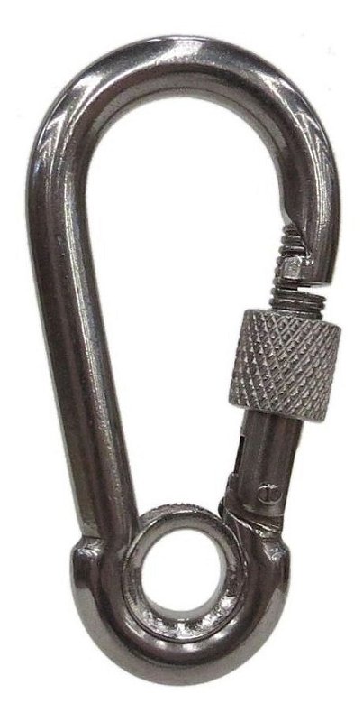 Mosquetão Em Aço Inox 12 Mm Trava Rosca Carga Max 220Kg