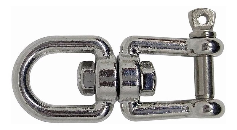 Manilha Tornel Dupla 6 Mm Em Aço Inox Com Pino E Destorcedor