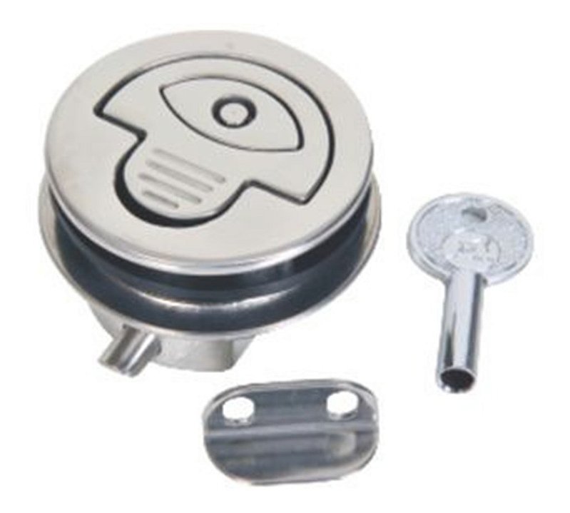 Puxador Redondo Em Aço Inox E Pvc Com Chave Para Armários