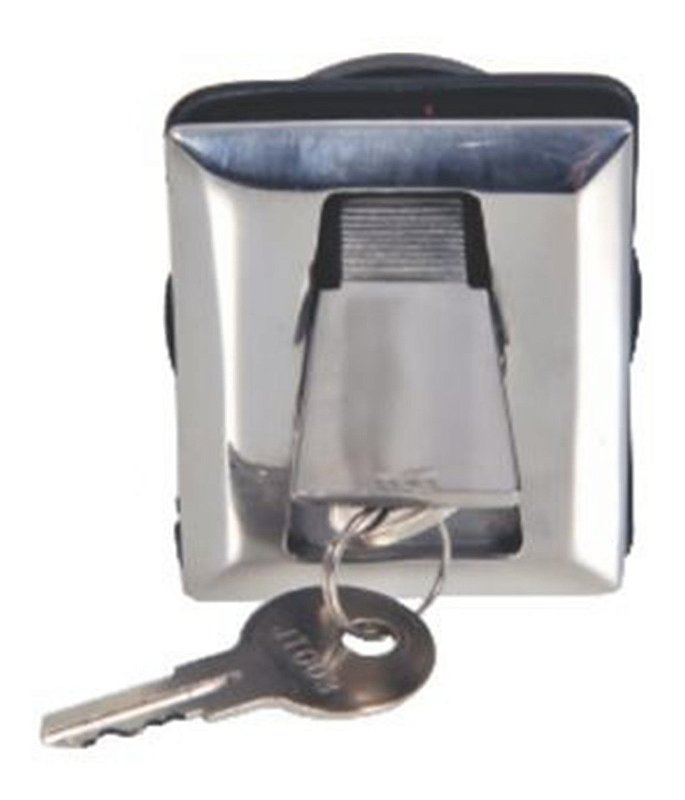 Puxador Quadrado Fechadura Com Chave Em Aço Inox Luxo