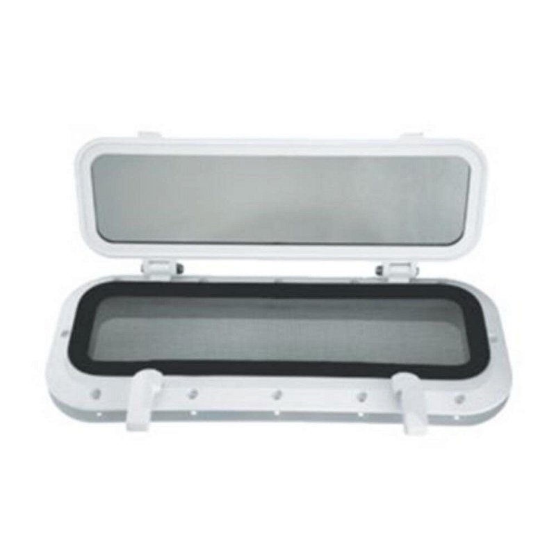 Gaiuta Vigia Escotilha Náutica Retangular Tela 4X14 Pol Fumê