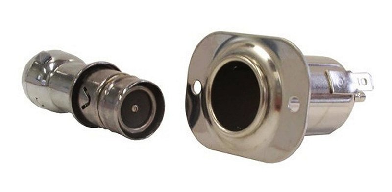 Tomada 12V Em Aço Inox Com Acendedor De Cigarro Lancha Barco