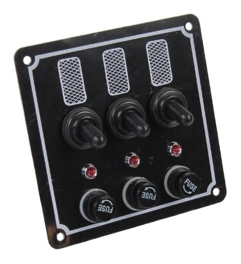 Painel Elétrico De Instrumento 3 Botões 12V 24V Lancha Barco