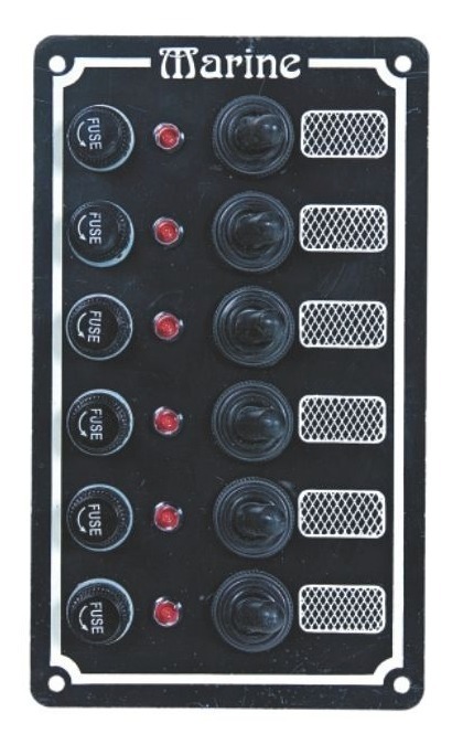 Painel Elétrico De Instrumentos 6 Botões Em Led 12 V Lancha