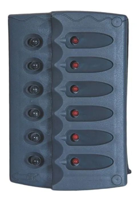 Painel Elétrico De Instrumentos 6 Botões Em Led 12V Lancha