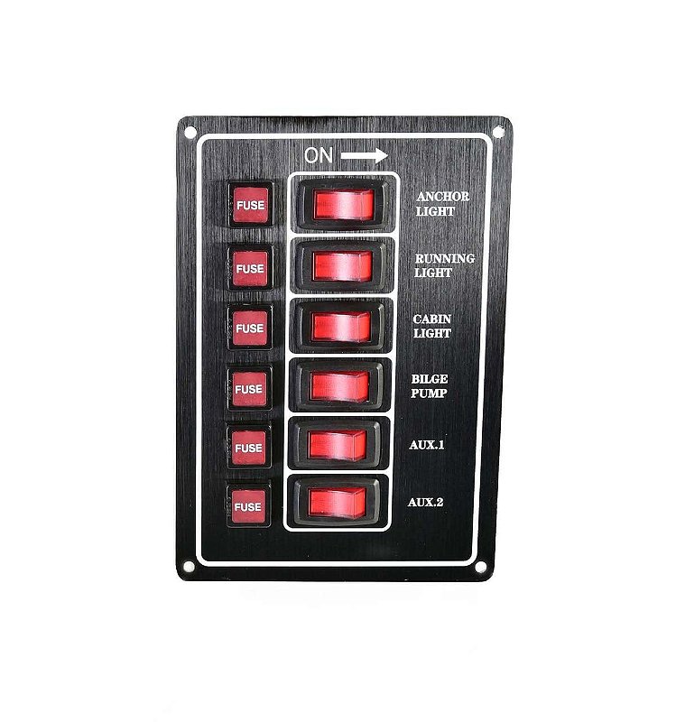 Painel Elétrico De Instrumentos 6 Botões Em Led 12 Volts