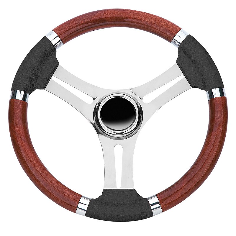 Volante Náutico Em Aço Inox Madeira Lancha Focker Phantom