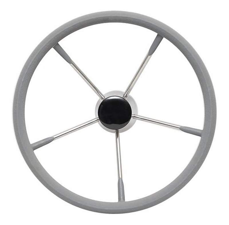 Volante Náutico Anti Choque 394Mm Em Aço Inox Veleiro Barco