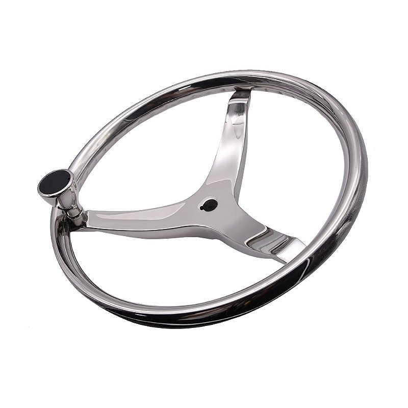 Volante Náutico E Knob Em Aço Inox Lancha Veleiro Catamarã