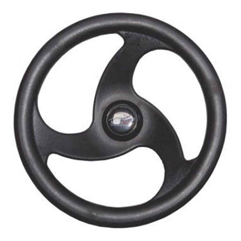 Volante Náutico 3 Raios 28 Cm Preto Universal Lancha Barco