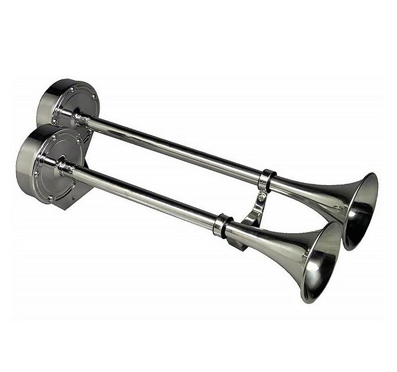 Buzina Marítima 2 Corneta Em Aço Inox 12 Volts Para Lanchas