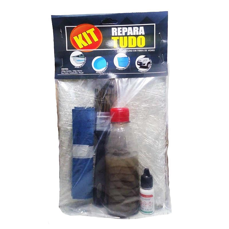 Kit Reparo Vibra De Vidro Manta Resina Pincel E Catalizador