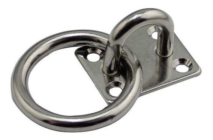 Base Alça Passa Cabo E Anel 5 Mm Em Aço Inox Convés Toldo
