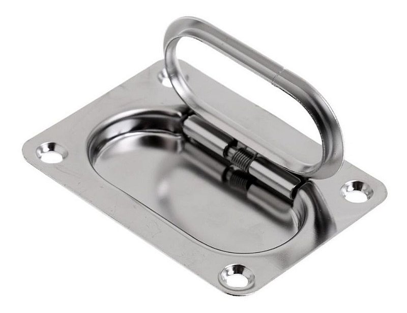 Puxador Retrátil Em Aço Inox Retangular Armário Porta Lancha