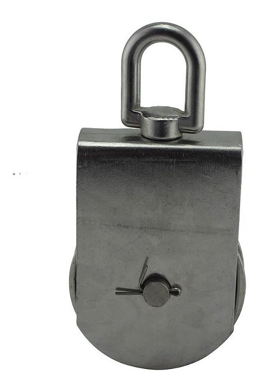 Polia Roldana Moitão Plano Em Aço Inox 75 Mm Rede Espinhel