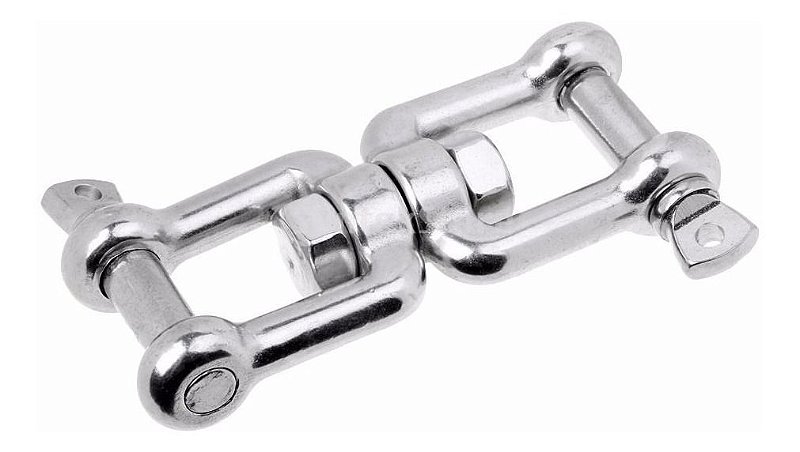 Manilha Tornel Dupla Em Aço Inox Reta 6Mm Com Destorcedor