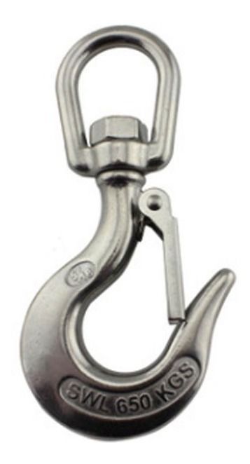 Gancho Com Olhal Em Aço Inox Com Destorcedor 8Mm Cabo De Aço