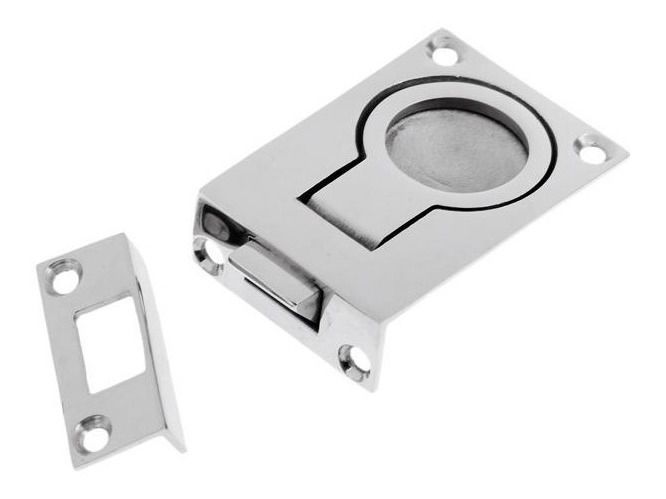 Puxador Em Aço Inox Com Trava Gaveta Porta Lancha Motorhome