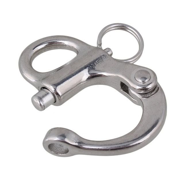 Mosquetão Manilha Orça Em Aço Inox Fixa 66 Mm Com Trava