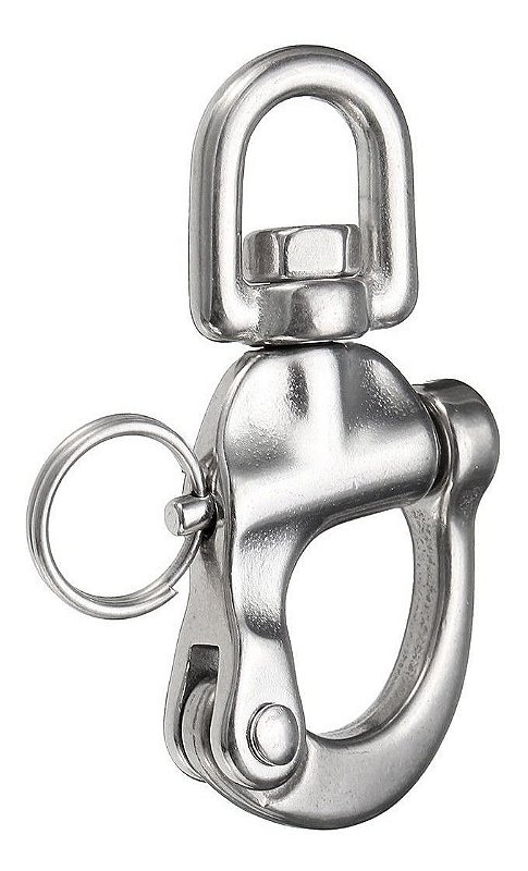 Mosquetão Manilha Orça Em Aço Inox 128 Mm Trava De Segurança