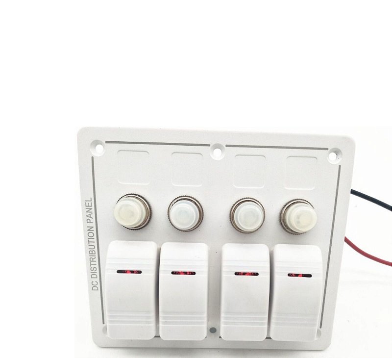 Painel Elétrico De Instrumento 4 Botões Led Vermelho Lancha