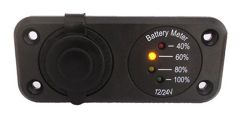 Painel Duplo Amperímetro Digital Em Led Com Tomada Isqueiro