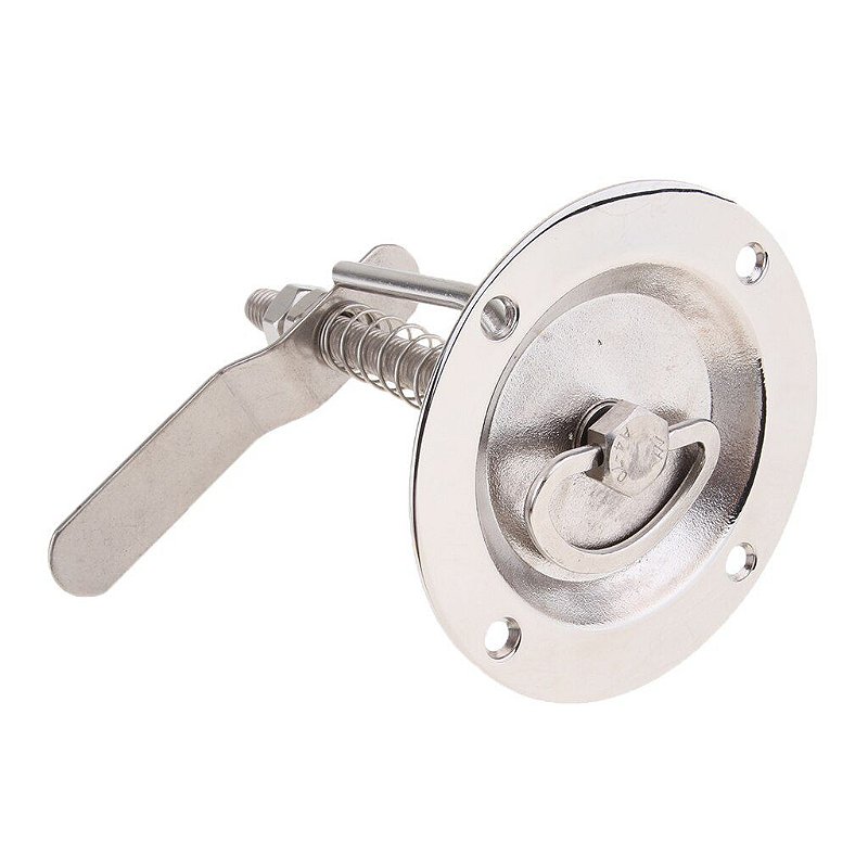 Fechadura Puxador Giratório Em Aço Inox Redondo Lancha Barco