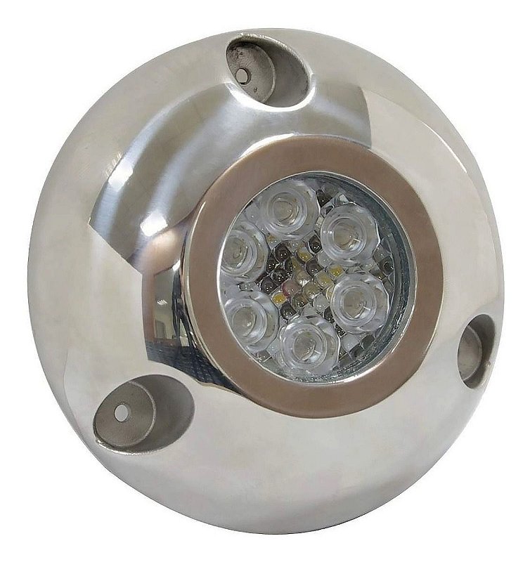 Luz Subaquática Com 6 Leds Em Aço Inox Para Lancha Barco 12V