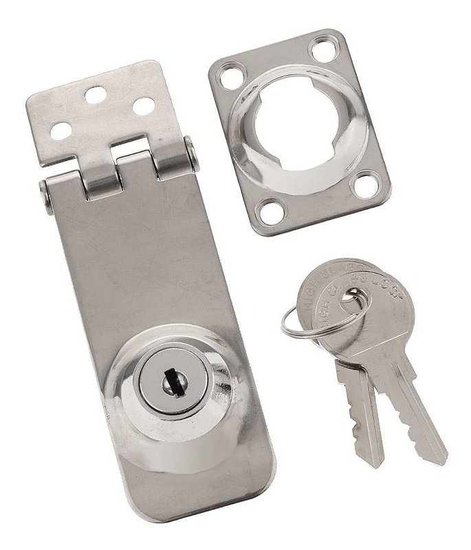 Fechadura E Trinco Fecho Com Chave Em Aço Inox Polido Lancha