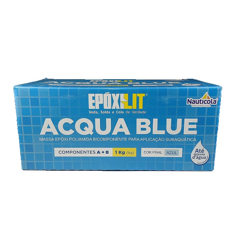 Massa Epoxi Azul Piscina Naval Subaquática Cola Bi A + B 1Kg