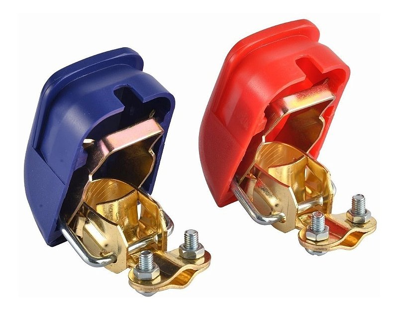 Terminal De Bateria + E - Encapamento Vermelho E Azul