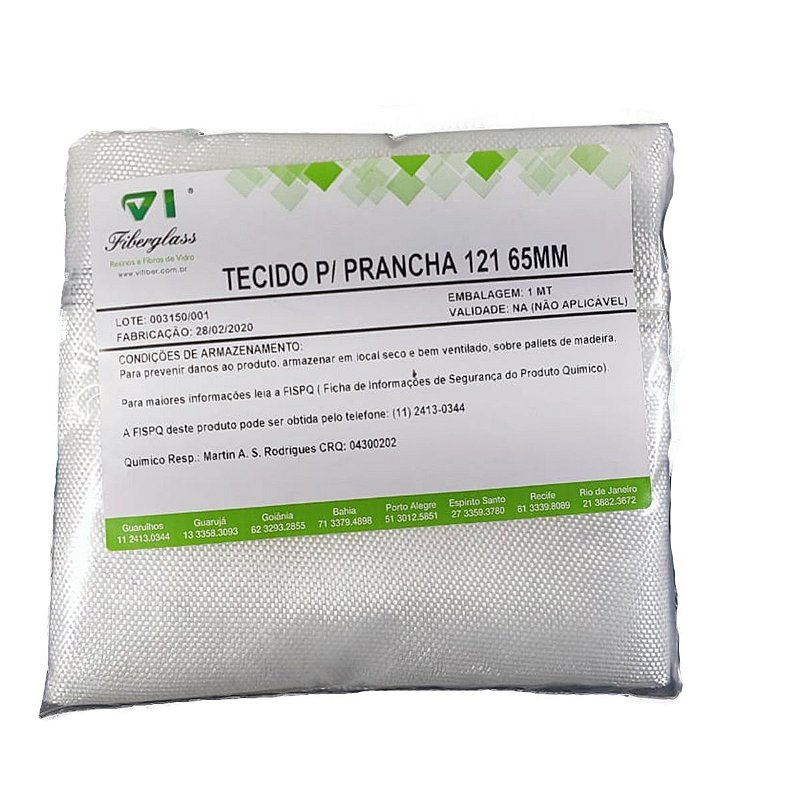 Tecido Para Reparo Em Fibra De Vidro 121 65Mm Branco Prancha