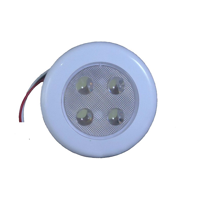 Luminária Redonda 4 Led Com Acabamento Branco Em Abs 2500Mcd