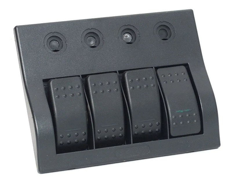 Painel Elétrico De Instrumentos 4 Botões Em Led Lancha Barco Motorhome